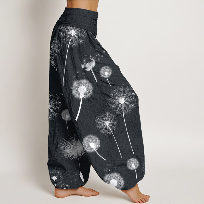 Nimara Ritual Cotton Casual Dandelion Pattern Women's Elastic Waist Harem Pants