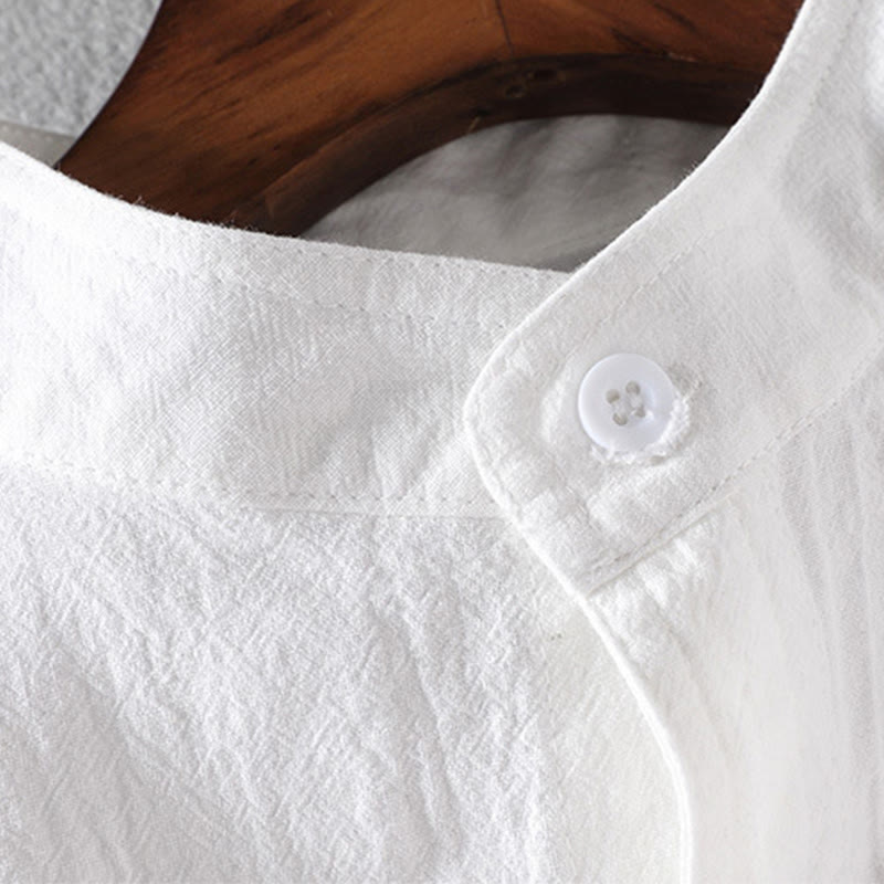 Nimara Ritual Vintage Casual Plain Single Breasted Three Quarter Sleeve Men's Shirt With Pocket