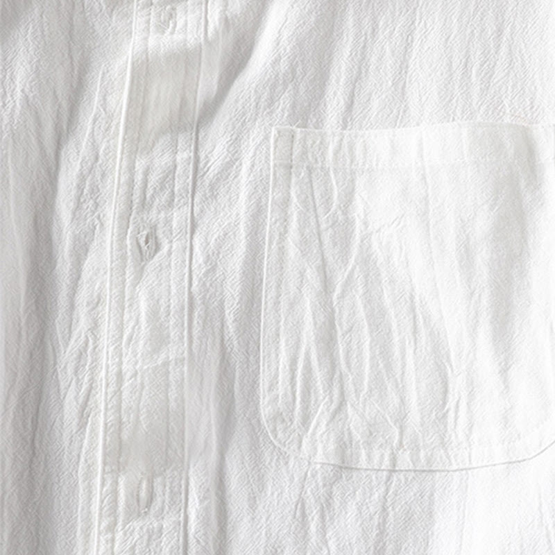 Nimara Ritual Vintage Casual Plain Single Breasted Three Quarter Sleeve Men's Shirt With Pocket
