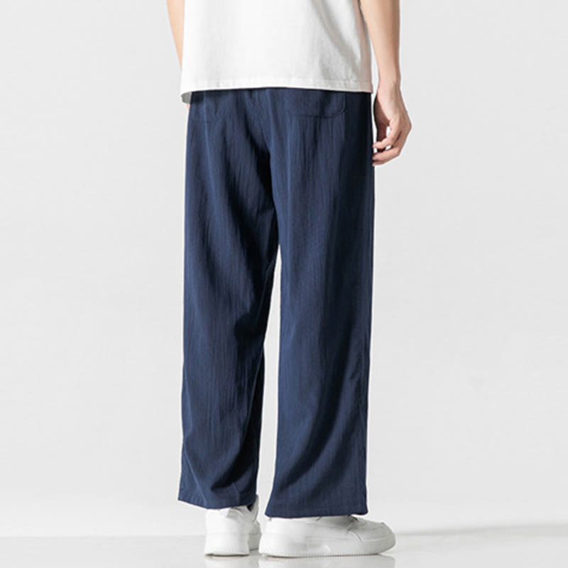 Nimara Ritual Summer Casual Plain Straight Leg Design Men's Cotton Linen Drawstring Pants With Pockets