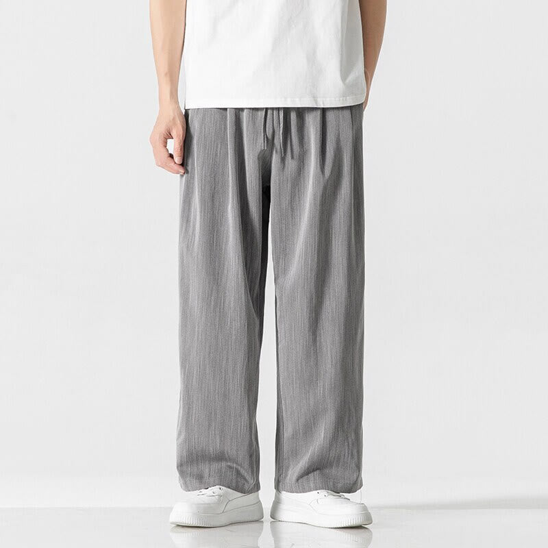 Nimara Ritual Summer Casual Plain Straight Leg Design Men's Cotton Linen Drawstring Pants With Pockets