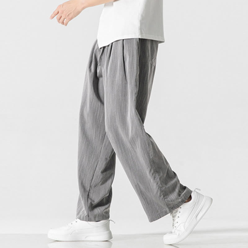 Nimara Ritual Summer Casual Plain Straight Leg Design Men's Cotton Linen Drawstring Pants With Pockets