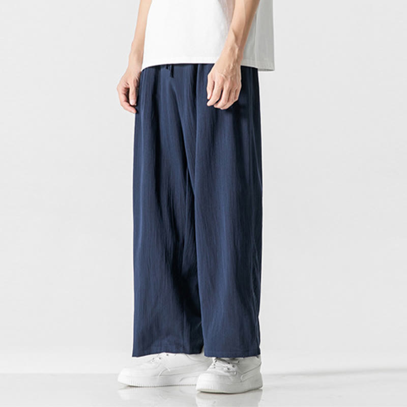 Nimara Ritual Summer Casual Plain Straight Leg Design Men's Cotton Linen Drawstring Pants With Pockets