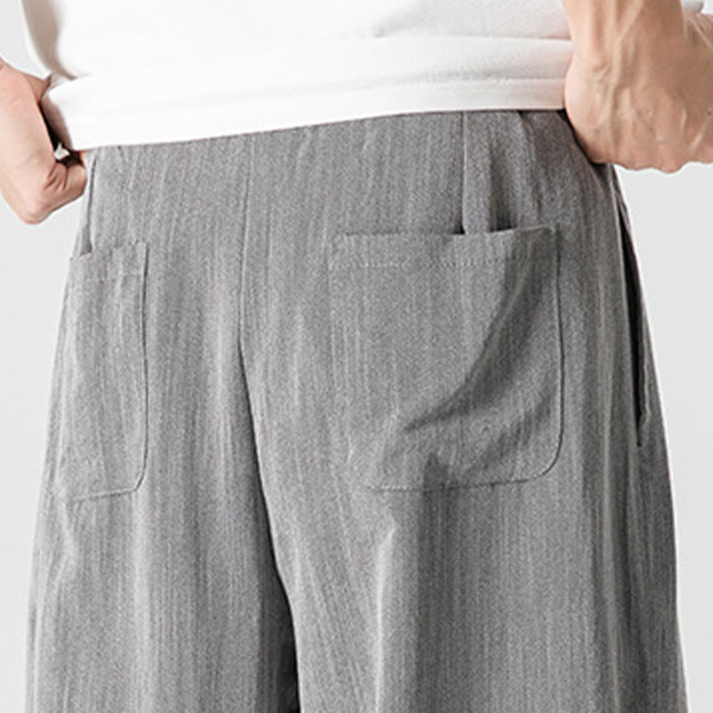 Nimara Ritual Summer Casual Plain Straight Leg Design Men's Cotton Linen Drawstring Pants With Pockets