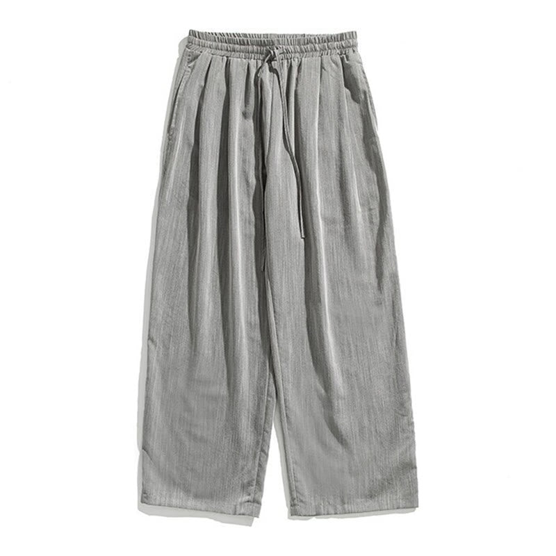 Nimara Ritual Summer Casual Plain Straight Leg Design Men's Cotton Linen Drawstring Pants With Pockets