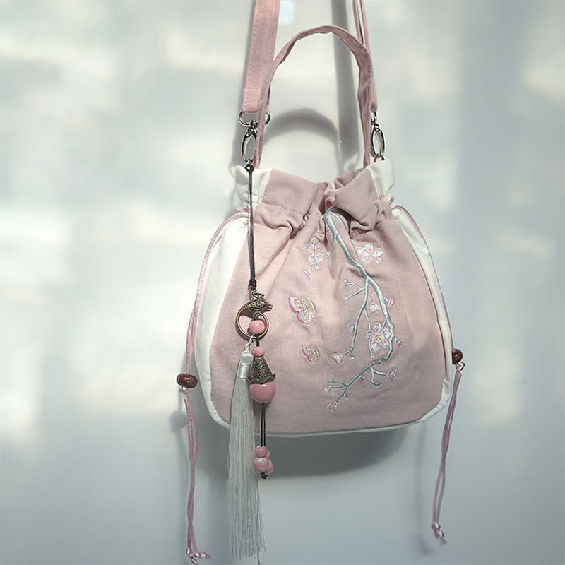 Nimara Ritual Handmade Embroidered Flowers Canvas Tote Shoulder Bag Handbag