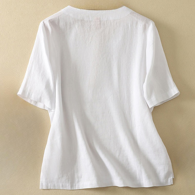 Nimara Ritual Summer Casual Plain Polyester Women's V-neck Design Half Sleeve T-shirt