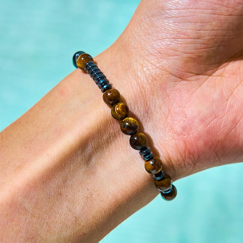 Protection and Strength 3Pcs Tiger Eye Lava Rock Bracelet Set