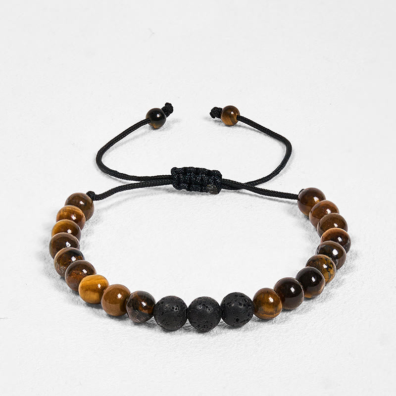 Protection and Strength 3Pcs Tiger Eye Lava Rock Bracelet Set