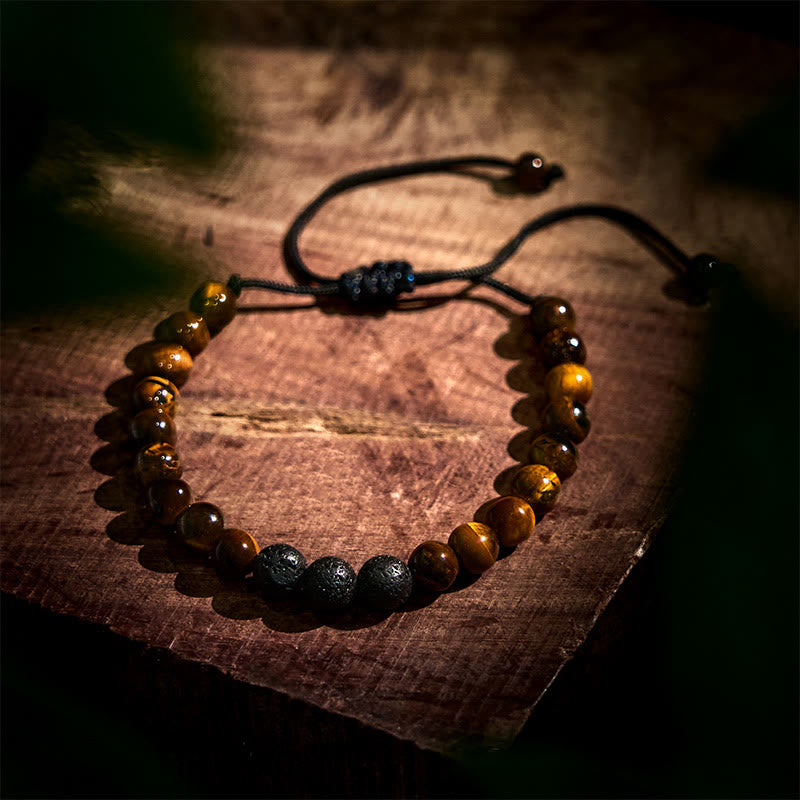 Protection and Strength 3Pcs Tiger Eye Lava Rock Bracelet Set