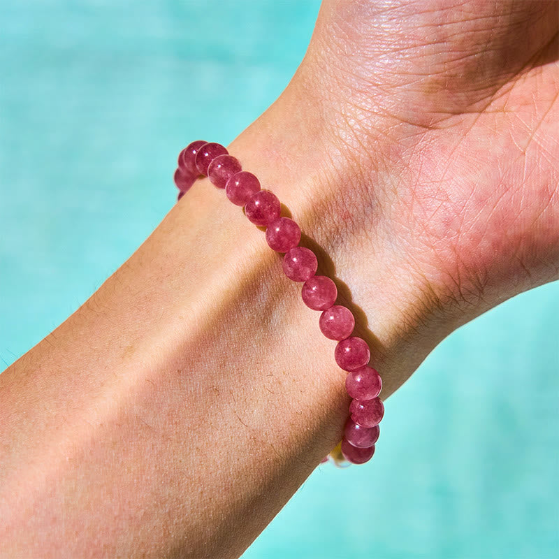 Nimara Ritual Strawberry Quartz Pearl Cat Rabbit Healing Bracelet