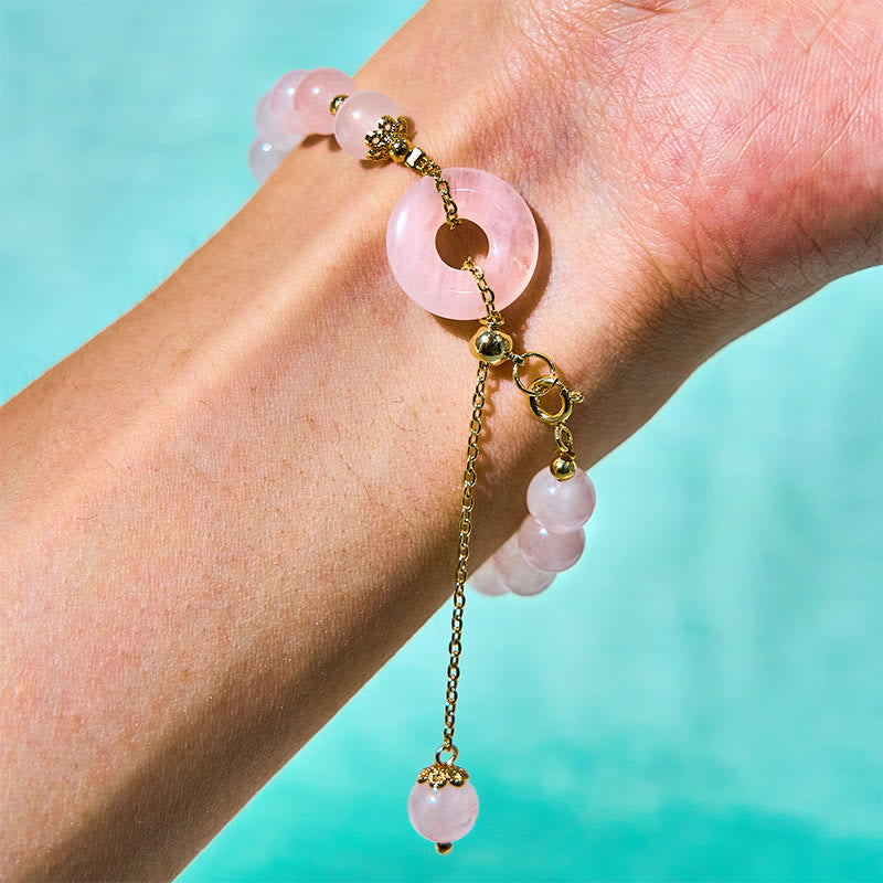 Nimara Ritual Natural Pink Crystal Beads Peace Buckle Self-acceptance Bracelet