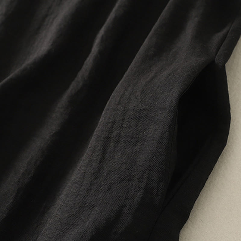 Nimara Ritual Casual Stitching Color Handmade Button Design Midi Dress Polyester Sleeveless Dress With Pockets