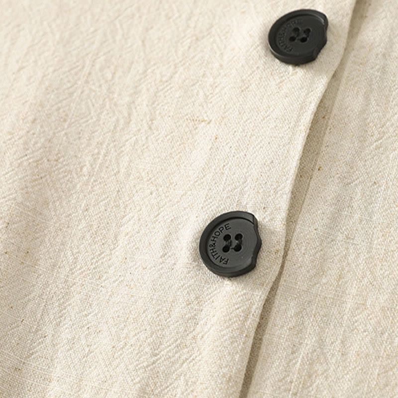 Nimara Ritual Casual Stitching Color Handmade Button Design Midi Dress Polyester Sleeveless Dress With Pockets