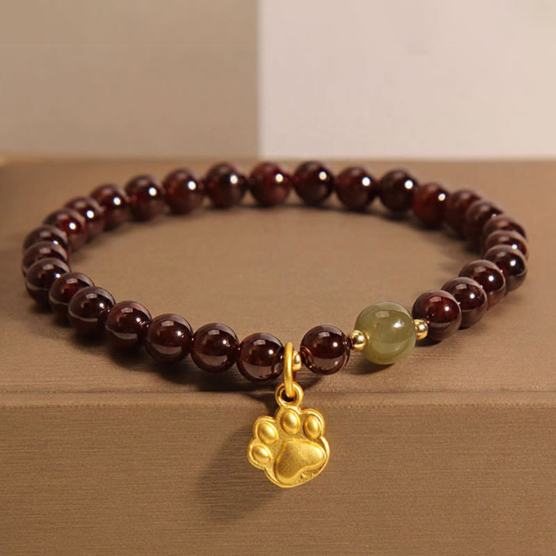 Nimara Ritual Cat's Paw Garnet Hetian Jade Beads Purification Bracelet