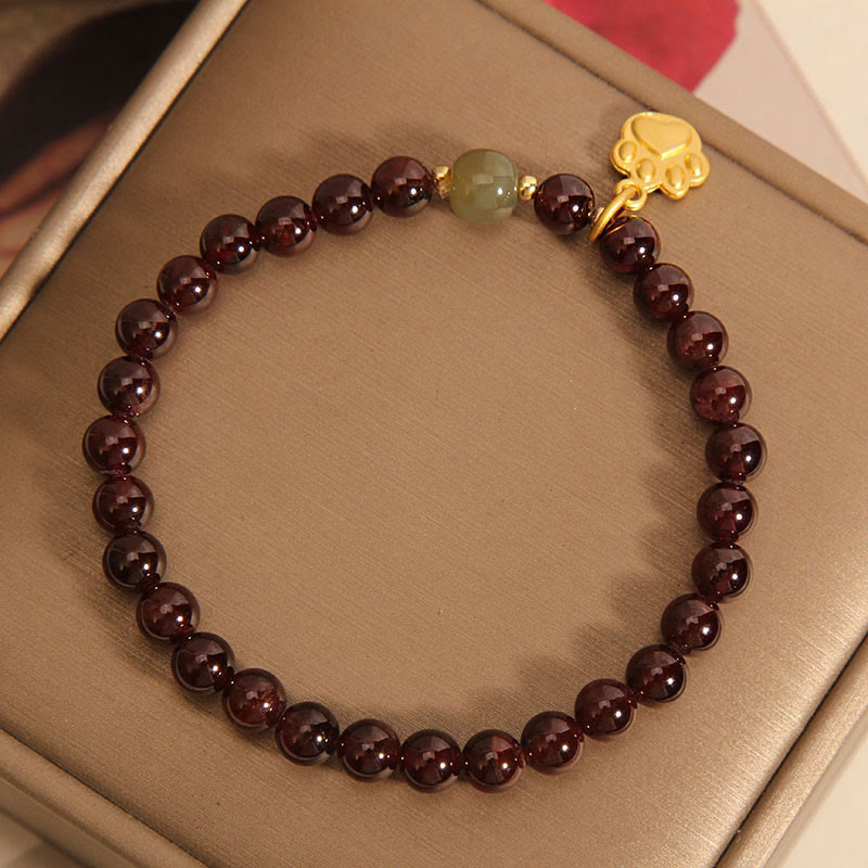 Nimara Ritual Cat's Paw Garnet Hetian Jade Beads Purification Bracelet