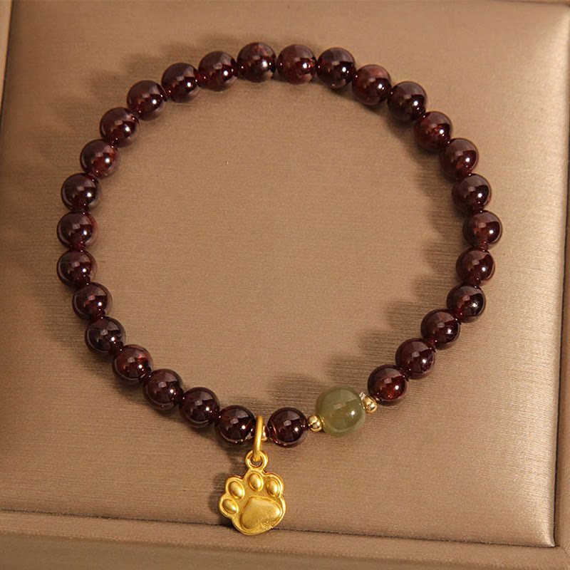 Nimara Ritual Cat's Paw Garnet Hetian Jade Beads Purification Bracelet