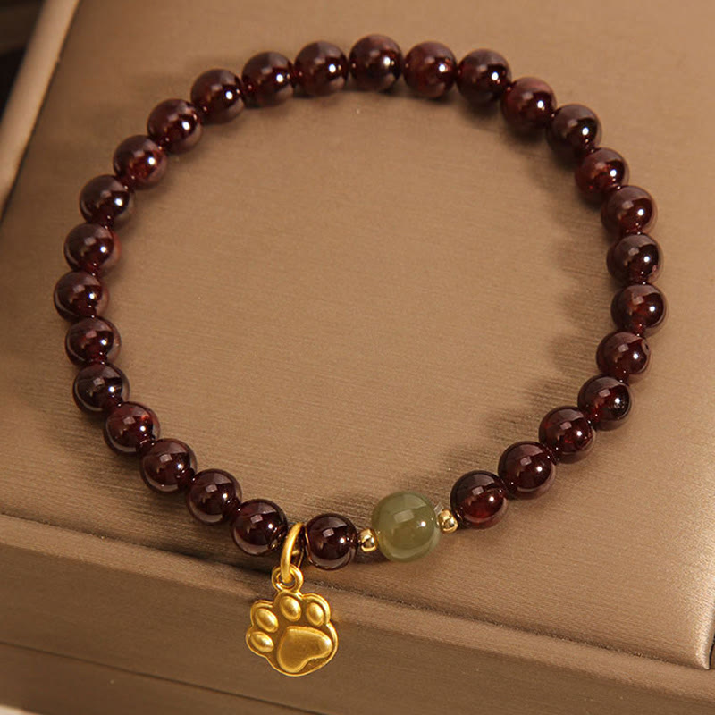 Nimara Ritual Cat's Paw Garnet Hetian Jade Beads Purification Bracelet