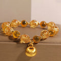 Nimara Ritual Yellow Candy Agate Fu Character Blessing Bag Healing Bracelet