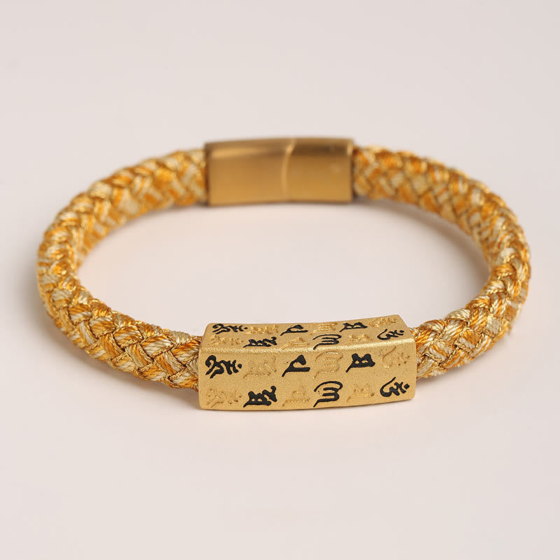 Nimara Ritual Tibetan Om Mani Padme Hum Various Colors Rope Gold Thread Diamond Knot Luck Buckle Bracelet