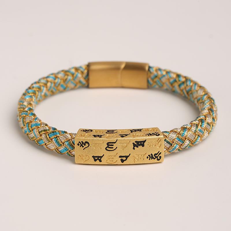 Nimara Ritual Tibetan Om Mani Padme Hum Various Colors Rope Gold Thread Diamond Knot Luck Buckle Bracelet
