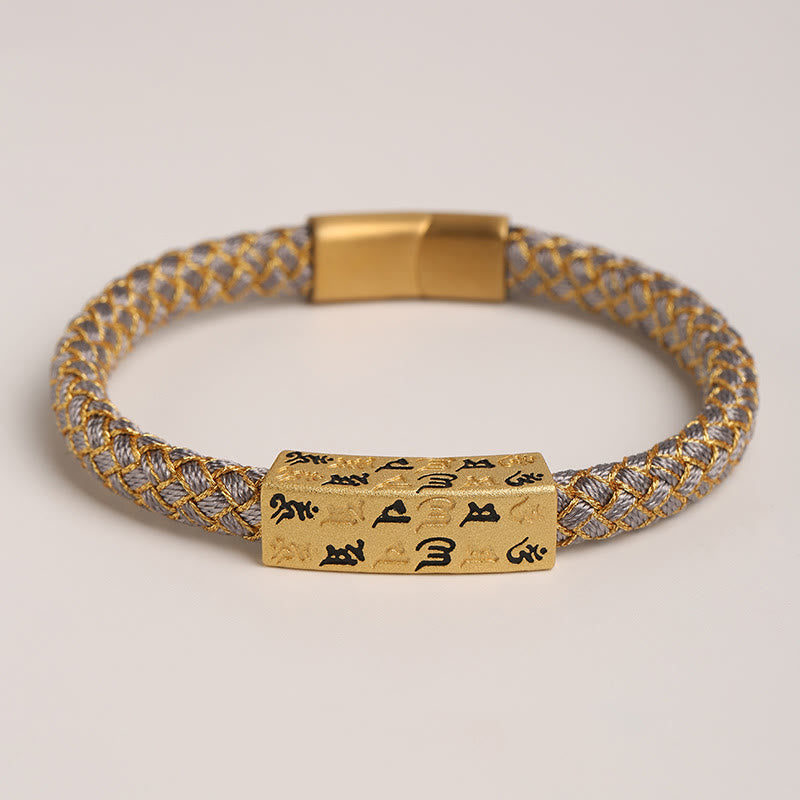 Nimara Ritual Tibetan Om Mani Padme Hum Various Colors Rope Gold Thread Diamond Knot Luck Buckle Bracelet