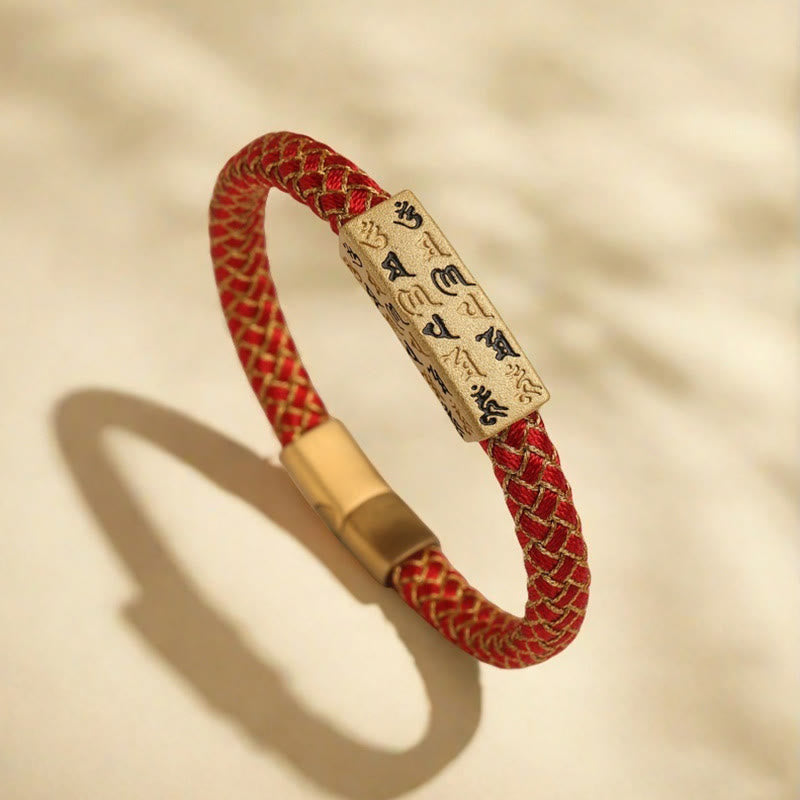 Nimara Ritual Tibetan Om Mani Padme Hum Various Colors Rope Gold Thread Diamond Knot Luck Buckle Bracelet