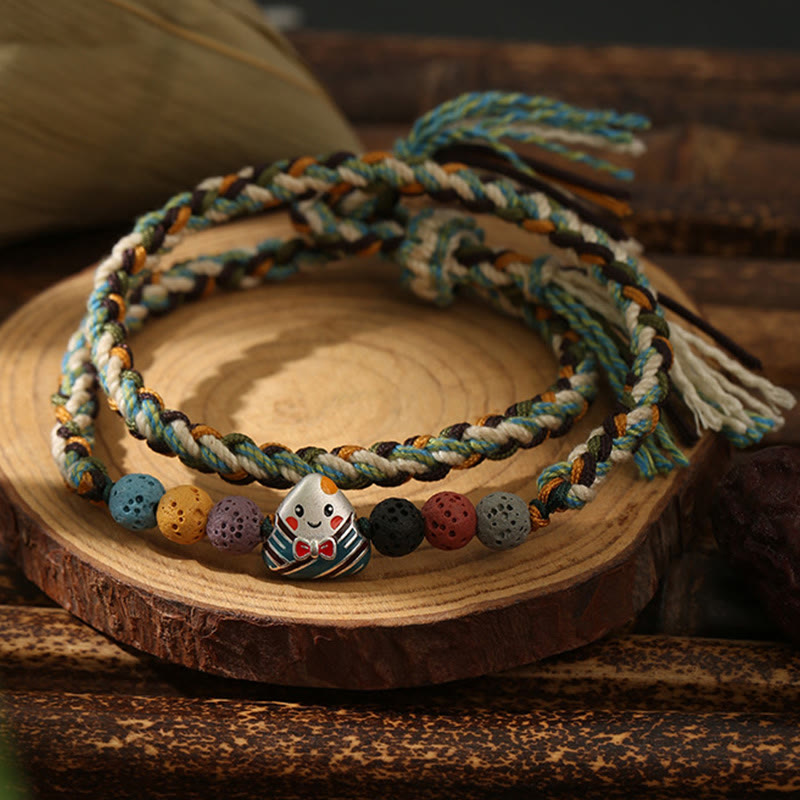 Nimara Ritual Dragon Boat Festival Colorful Rope Lava Rock Fu Character Rice Dumplings Luck Braided Bracelet