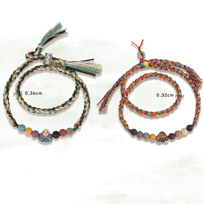 Nimara Ritual Dragon Boat Festival Colorful Rope Lava Rock Fu Character Rice Dumplings Luck Braided Bracelet