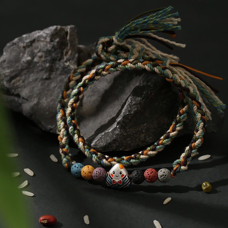 Nimara Ritual Dragon Boat Festival Colorful Rope Lava Rock Fu Character Rice Dumplings Luck Braided Bracelet