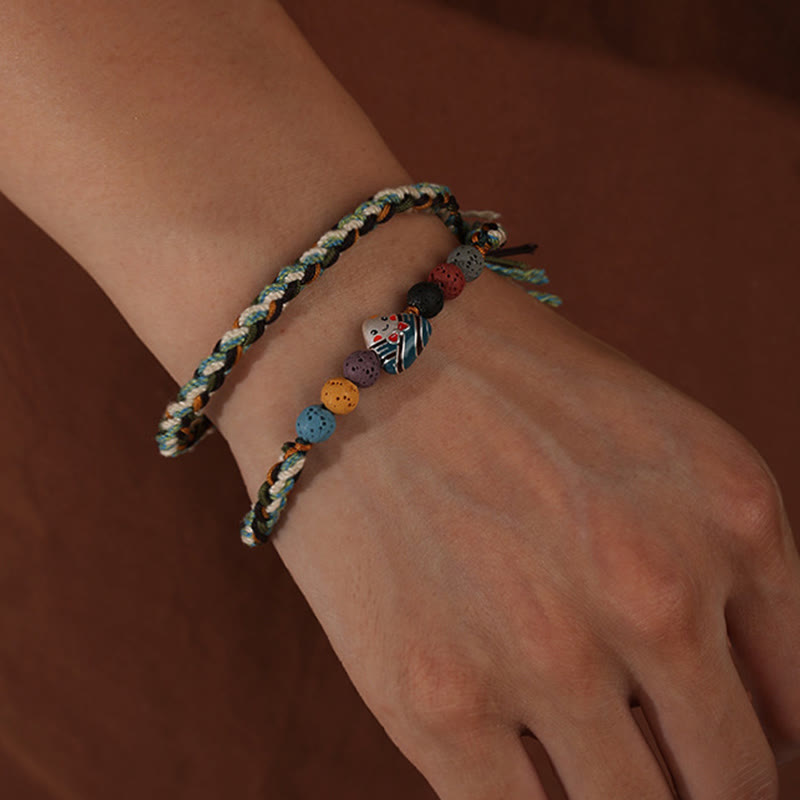 Nimara Ritual Dragon Boat Festival Colorful Rope Lava Rock Fu Character Rice Dumplings Luck Braided Bracelet
