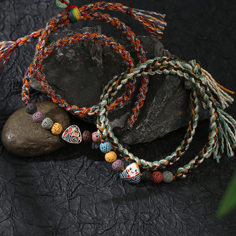 Nimara Ritual Dragon Boat Festival Colorful Rope Lava Rock Fu Character Rice Dumplings Luck Braided Bracelet