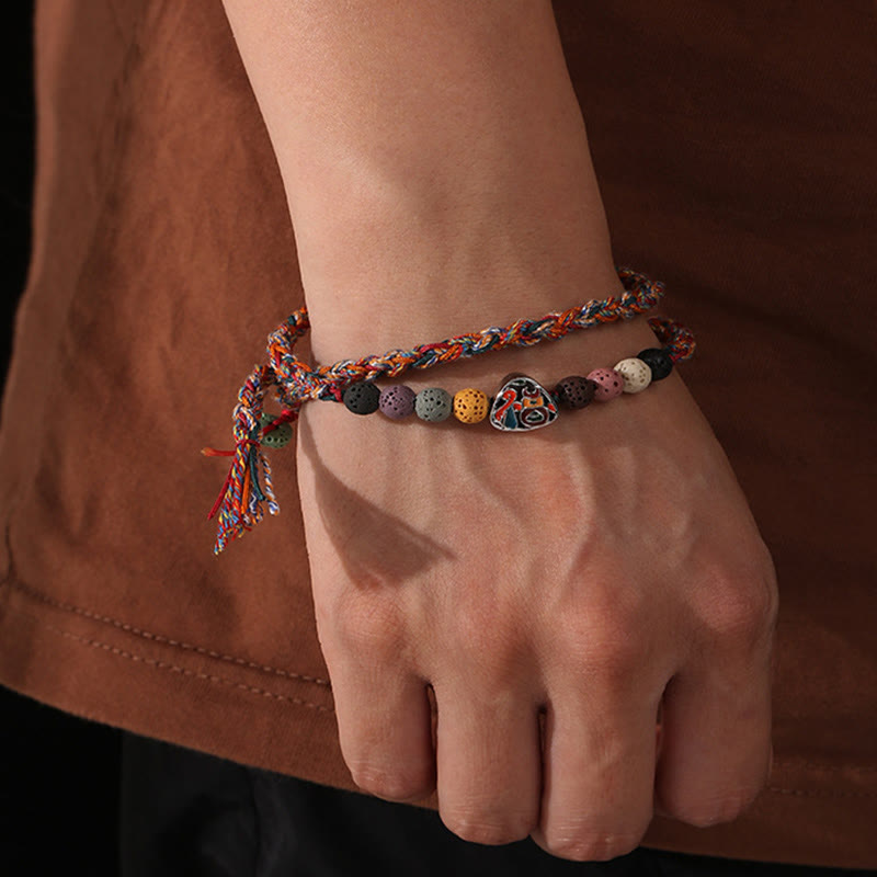 Nimara Ritual Dragon Boat Festival Colorful Rope Lava Rock Fu Character Rice Dumplings Luck Braided Bracelet