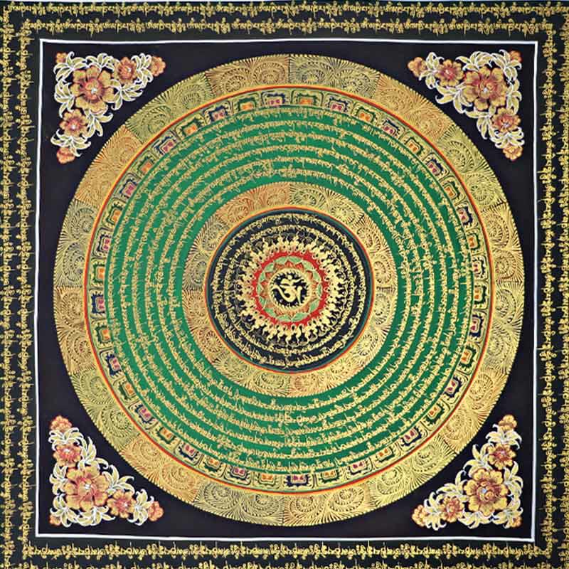 Nimara Ritual Tibetan Thangka Painting Om Mani Padme Hum Scripture Handmade Decoration(Random Style)