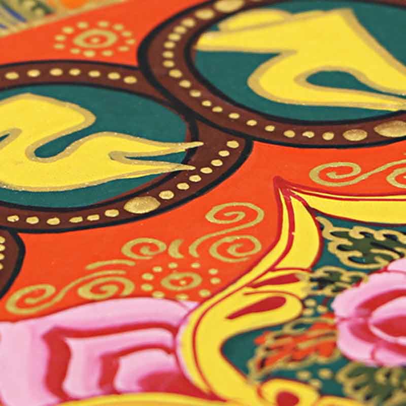 Nimara Ritual Tibetan Thangka Painting Om Mani Padme Hum Scripture Handmade Decoration(Random Style)