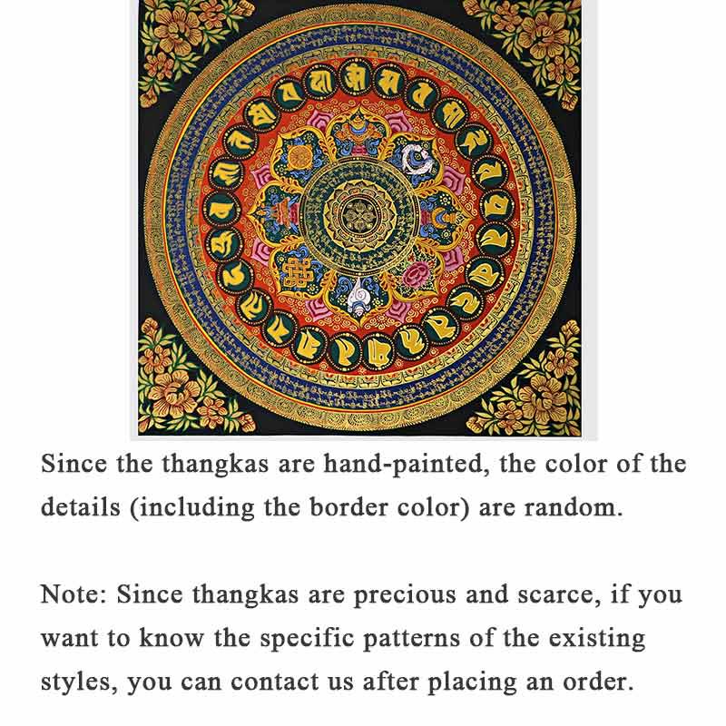 Nimara Ritual Tibetan Thangka Painting Om Mani Padme Hum Scripture Handmade Decoration(Random Style)