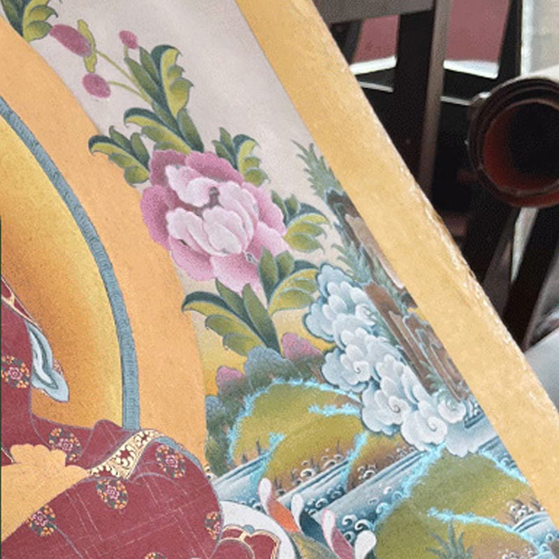 Nimara Ritual Tibetan Thangka Painting Om Mani Padme Hum Dragon Phoenix Scripture Handmade Decoration(Random Style)