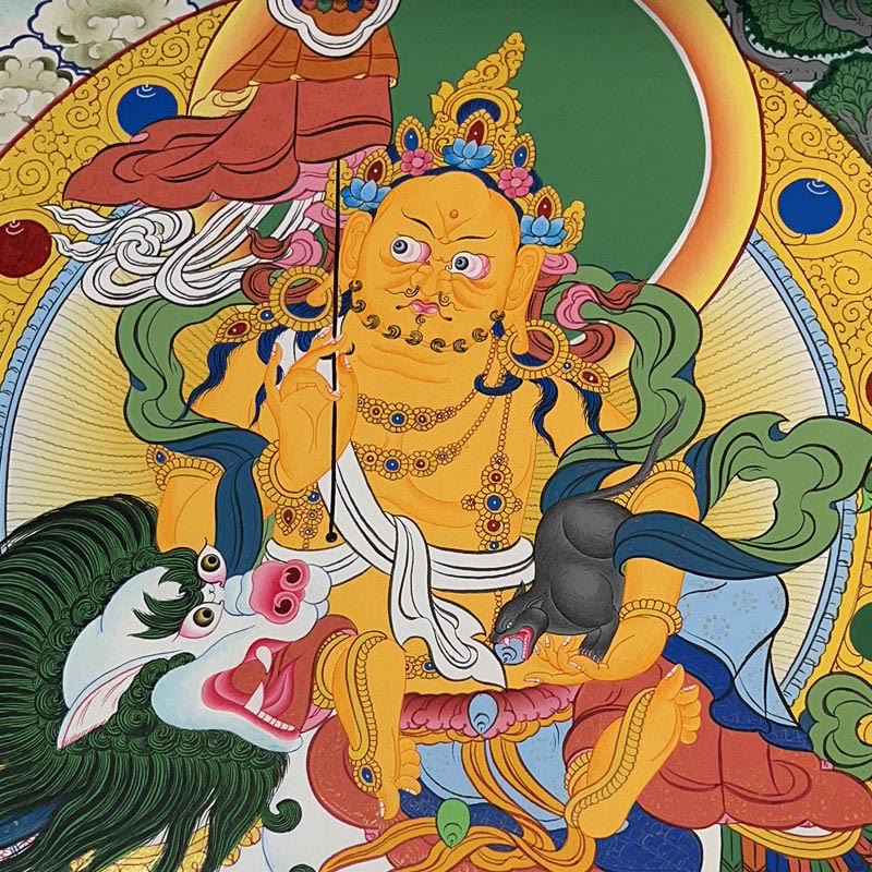 Nimara Ritual Tibetan Thangka Painting Yellow God of Wealth Green Tara Avalokitesvara Handmade Decoration Blind Box(Random Style)
