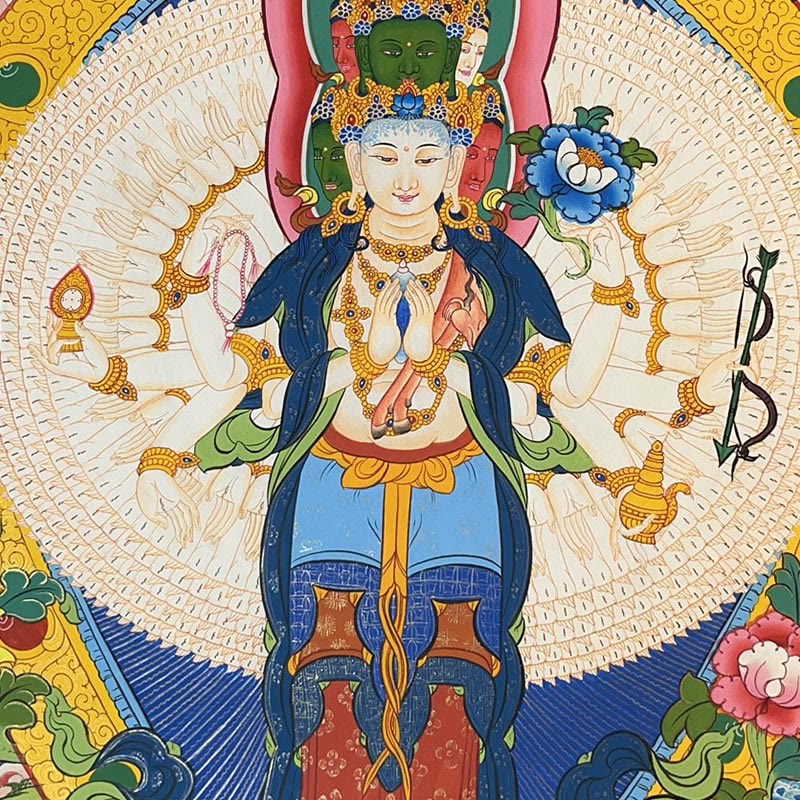 Nimara Ritual Tibetan Thangka Painting Yellow God of Wealth Green Tara Avalokitesvara Handmade Decoration Blind Box(Random Style)