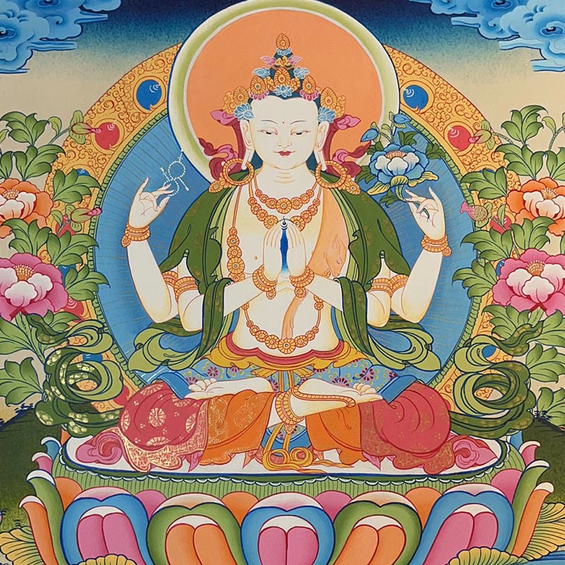 Nimara Ritual Tibetan Thangka Painting Yellow God of Wealth Green Tara Avalokitesvara Handmade Decoration Blind Box(Random Style)