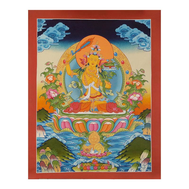 Nimara Ritual Tibetan Thangka Painting Yellow God of Wealth Green Tara Avalokitesvara Handmade Decoration Blind Box(Random Style)