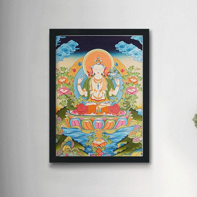 Nimara Ritual Tibetan Thangka Painting Yellow God of Wealth Green Tara Avalokitesvara Handmade Decoration Blind Box(Random Style)