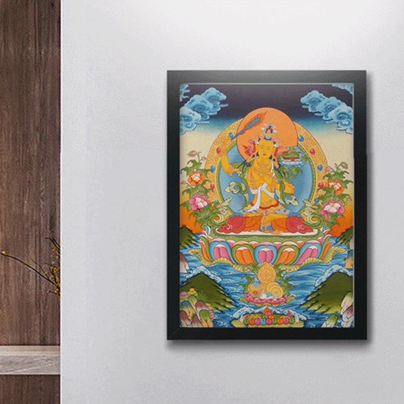 Nimara Ritual Tibetan Thangka Painting Yellow God of Wealth Green Tara Avalokitesvara Handmade Decoration Blind Box(Random Style)