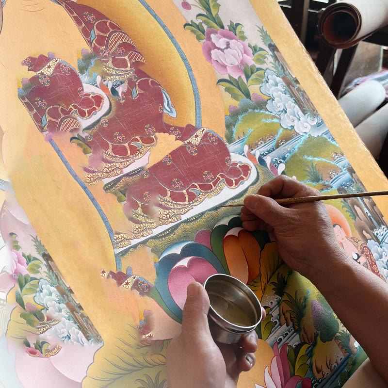 Nimara Ritual Tibetan Thangka Painting Yellow God of Wealth Green Tara Avalokitesvara Handmade Decoration Blind Box(Random Style)