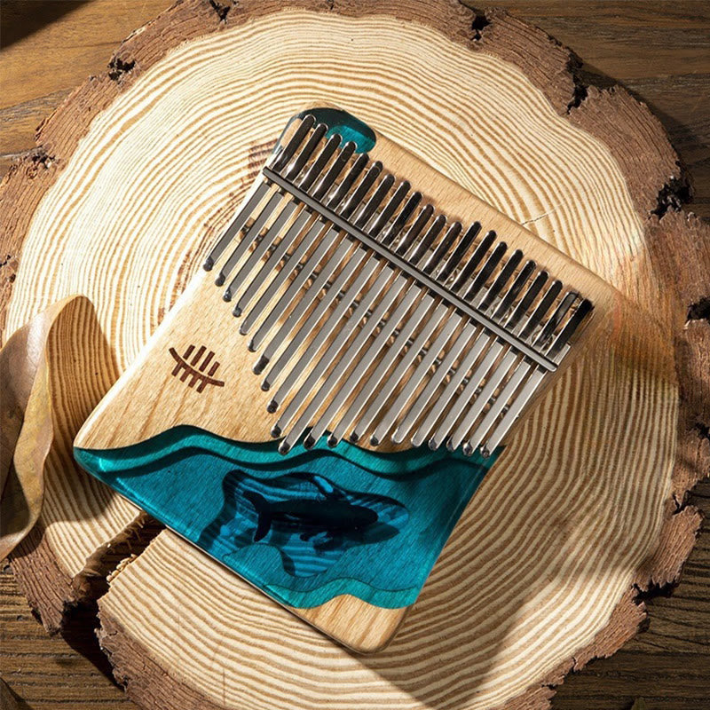 Nimara Ritual Kalimba 17/21 Keys Thumb Piano Beech Wood Deep Sea Blue Whale Portable Finger Piano