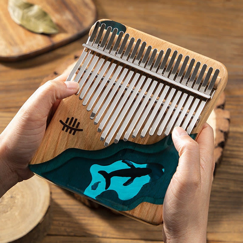 Nimara Ritual Kalimba 17/21 Keys Thumb Piano Beech Wood Deep Sea Blue Whale Portable Finger Piano