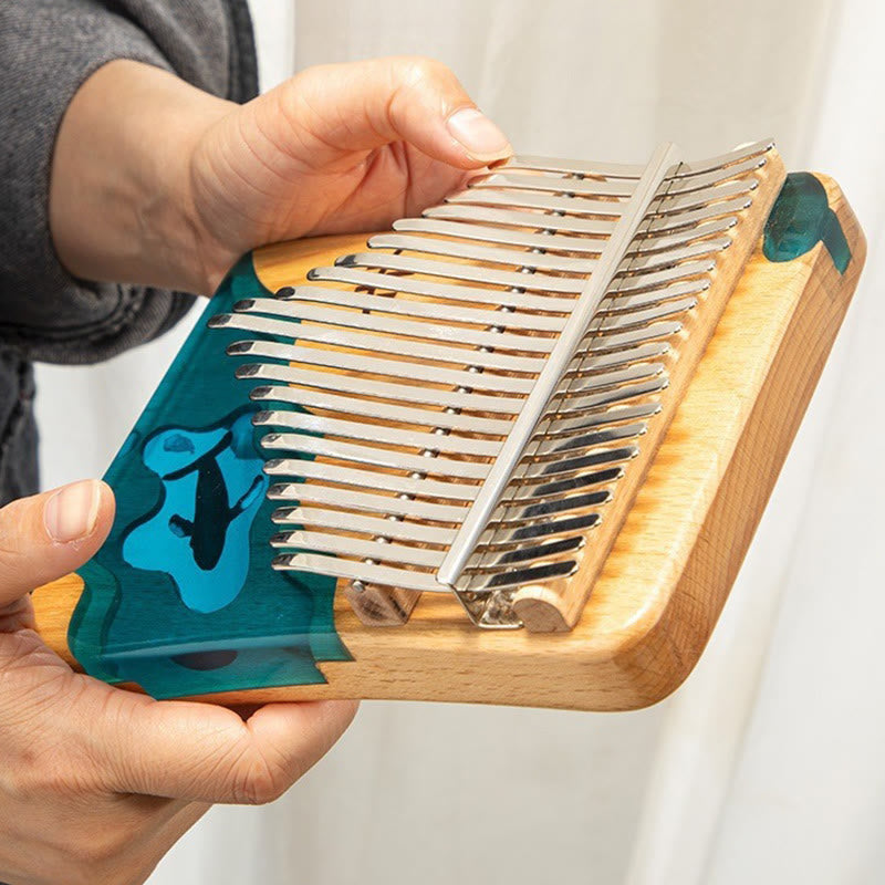 Nimara Ritual Kalimba 17/21 Keys Thumb Piano Beech Wood Deep Sea Blue Whale Portable Finger Piano