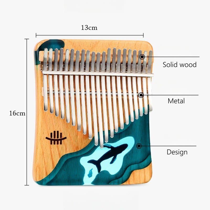 Nimara Ritual Kalimba 17/21 Keys Thumb Piano Beech Wood Deep Sea Blue Whale Portable Finger Piano