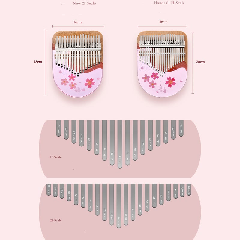 Nimara Ritual Kalimba 17/21 Keys Thumb Piano Beech Wood Pink Cherry Portable Finger Piano