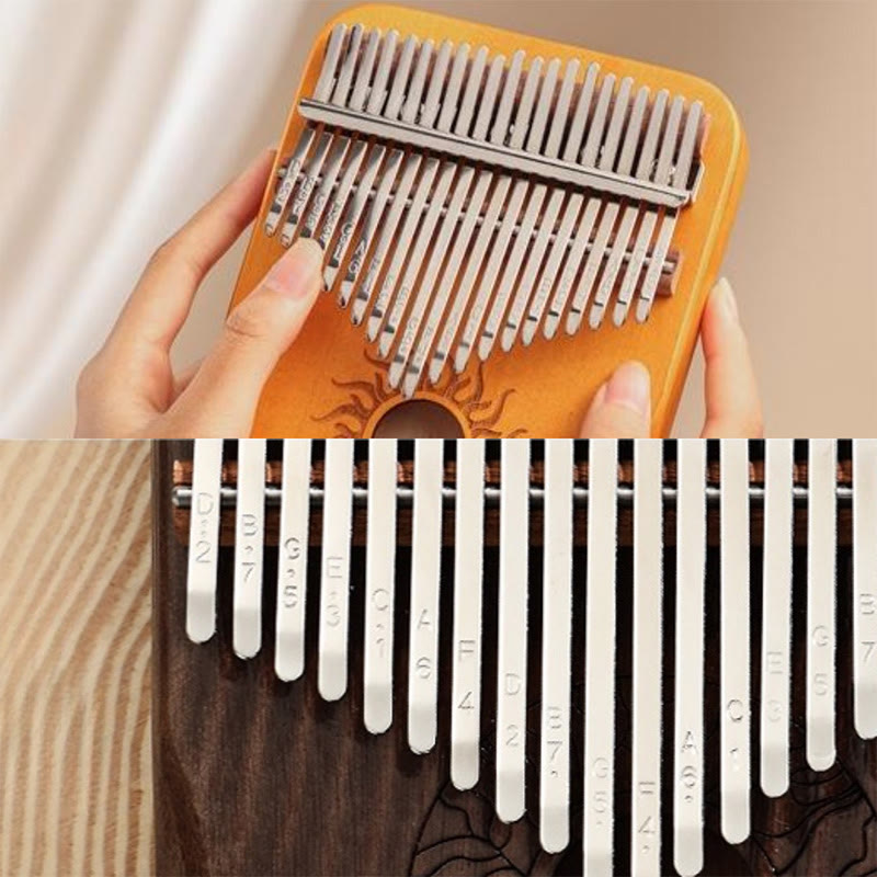Nimara Ritual Kalimba 17/21 Keys Thumb Piano Sun Pattern Maple Wood Beginners Portable Finger Piano